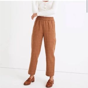 Madewell Waffle plaid pull on high rise tapered pants in windowpane size XS